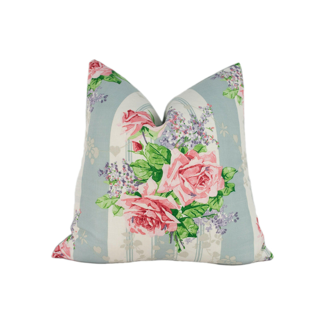 Sanderson - Cecile Rose - Duck Egg / Rose - Cushion Cover Throw Pillow Designer Home Decor.