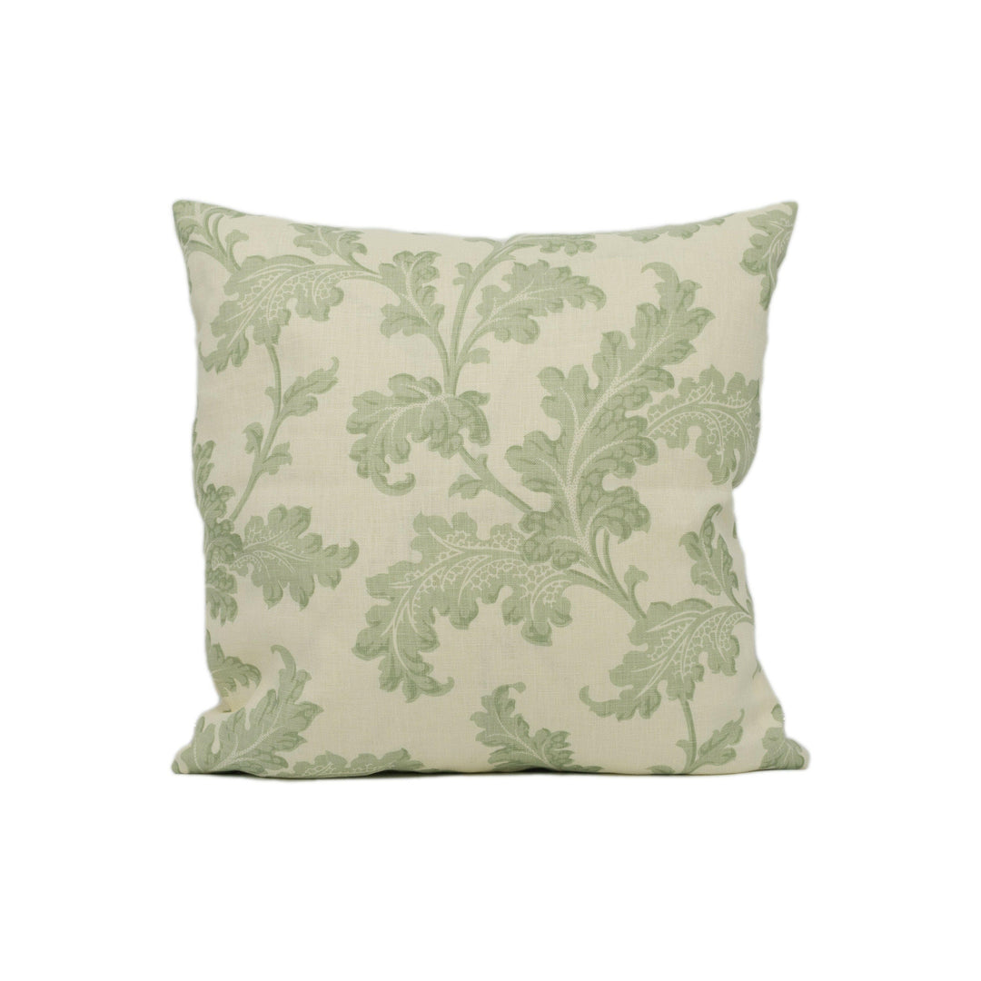 Soane Britain - Scrolling Acanthus - Eau de Nil Ivory Linen - Delicate Classic French Floral Designer Cushion Cover - Luxury Throw Pillow.