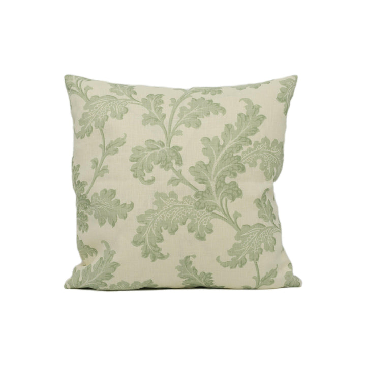 Soane Britain - Scrolling Acanthus - Eau de Nil Ivory Linen - Delicate Classic French Floral Designer Cushion Cover - Luxury Throw Pillow.