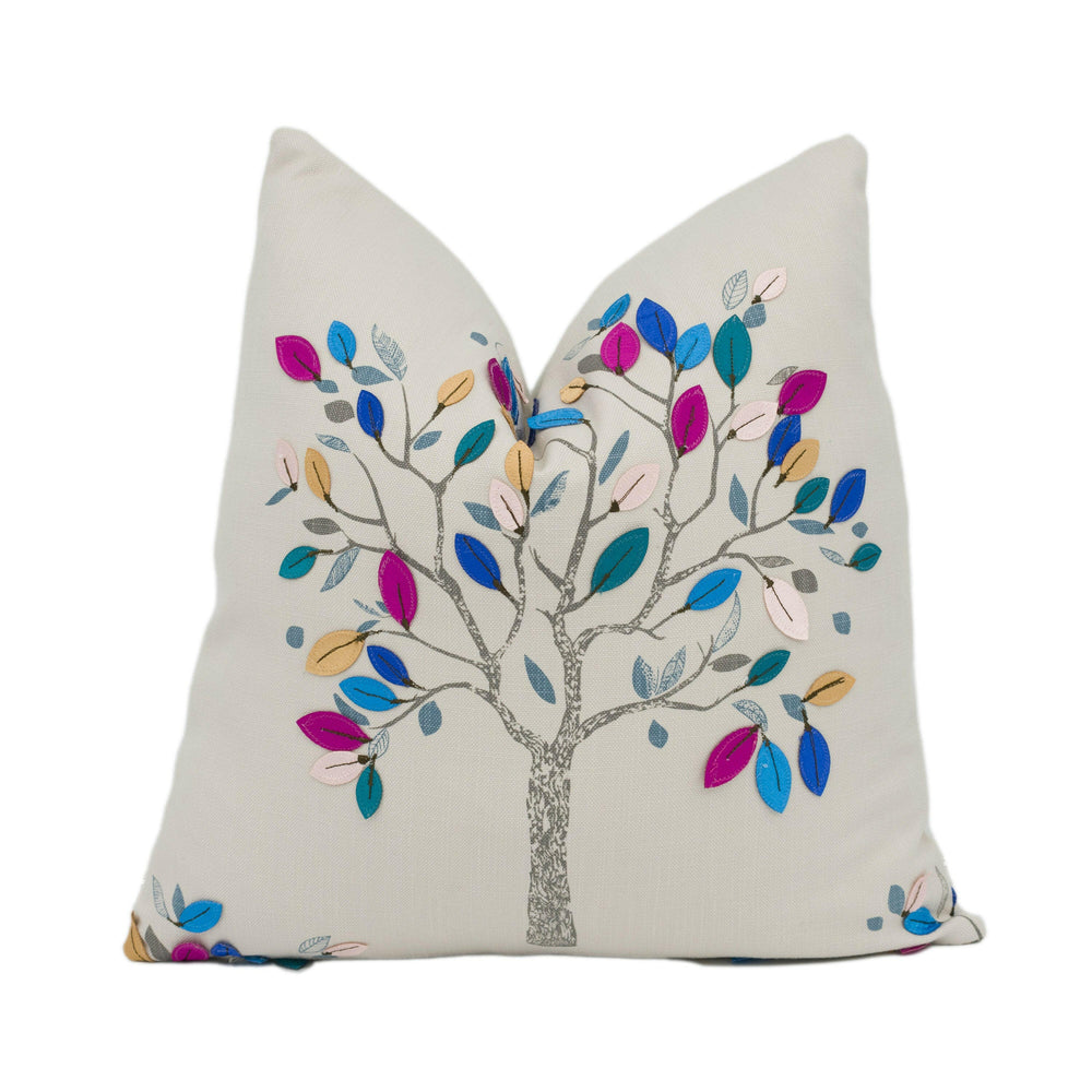 Voyage - Rinjani - Winter - Colourful Applique Tree Cushion Cover - Handmade Throw Pillow Designer Home Décor.