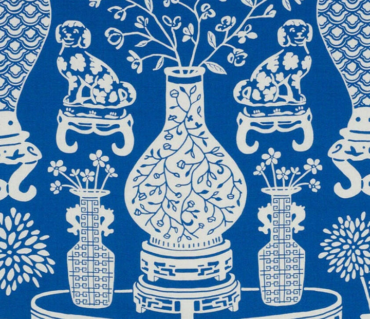 Schumacher - Hellene - Blue - Preppy Chinoiserie Designer Cushion Cover - Handmade Throw Pillow - Luxury Home Decor.