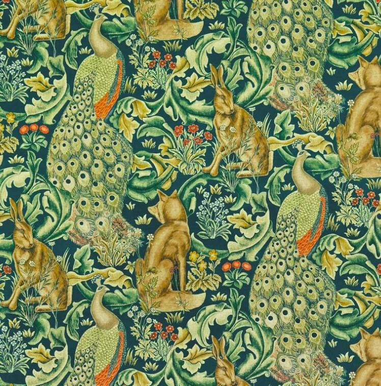 William Morris - Forest Velvet - Azure - Dramatic Woodland Creatures Tapestry Lush Velvet Designer Cushion Cover Handmade Throw Pillow Home.