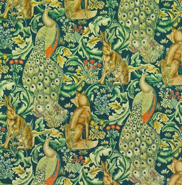 William Morris - Forest Velvet - Azure - Dramatic Woodland Creatures Tapestry Lush Velvet Designer Cushion Cover Handmade Throw Pillow Home.