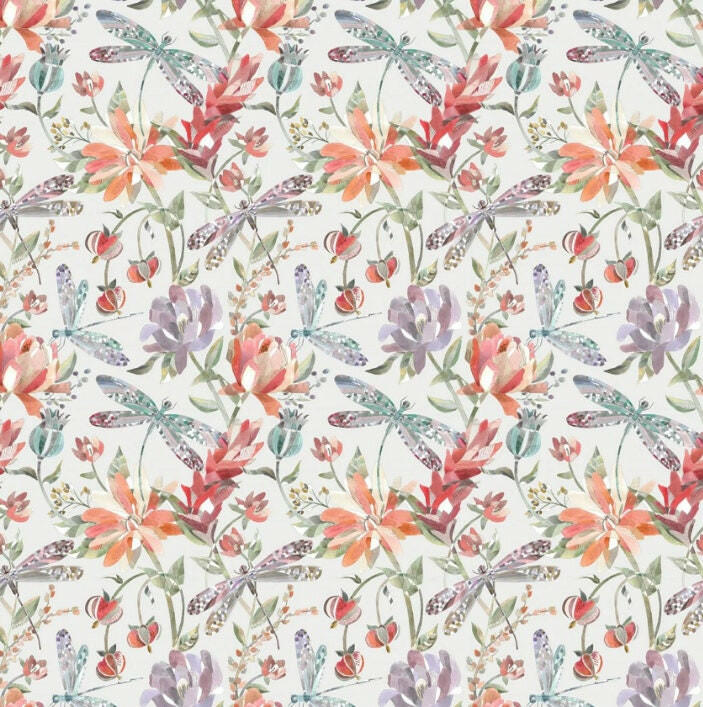 Voyage - Volatus - Cinnamon - Delicate Dragonflies & Abundant Floral Cushion Cover - Handmade Throw Pillow Designer Home Decor.