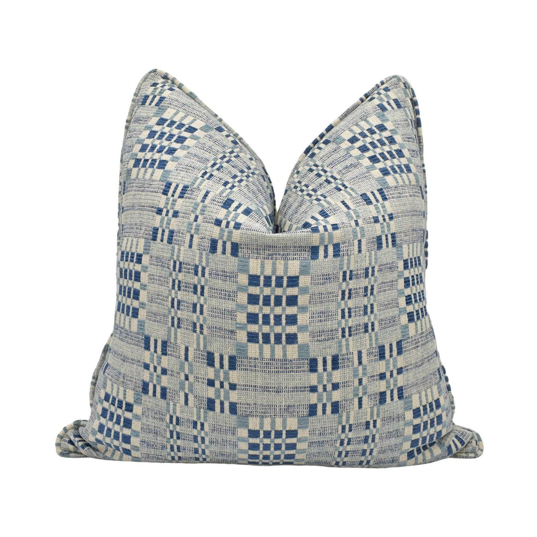 Schumacher - Brimfield - Indigo - Soft Intricate Flea Market Woven Designer Cushion Cover - Luxury Throw Pillow - Handmade Home Decor.