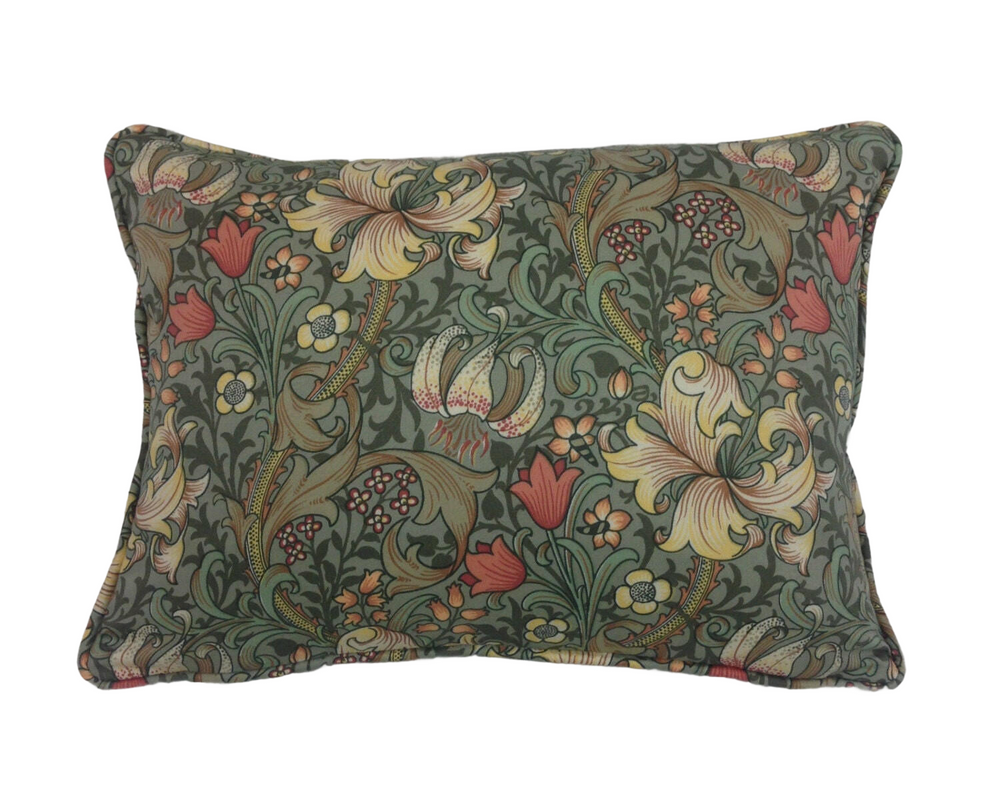 William Morris - Golden Lily Minor - Artichoke / Vanilla - Classic Small Scale Morris Floral Designer Cushion Cover - Luxury Throw Pillow.