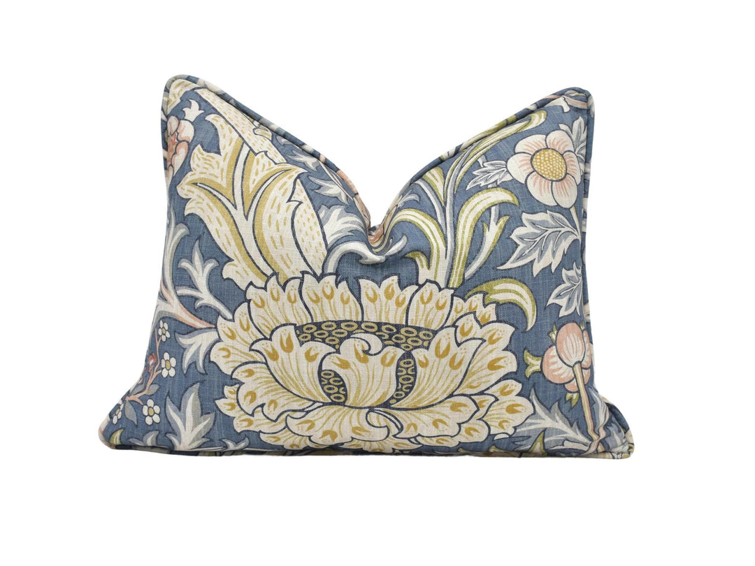 William Morris - Trent - Woad Blue - Rich Vibrant English Garden Floral Designer Cushion Cover - Luxuy Throw Pillow - Handmade Home Decor.