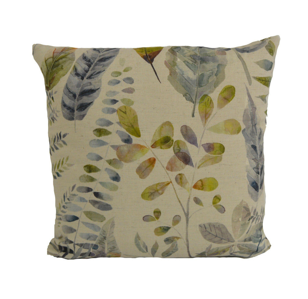 Voyage - Kenton - Skylark - Intricate Hand-Painted Watercolour Leaves Designer Cushion Cover - Luxury Throw Pillow - Handmade Home Decor.