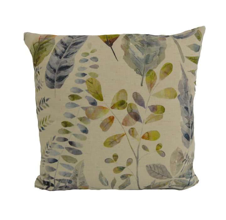 Voyage - Kenton - Skylark - Intricate Hand-Painted Watercolour Leaves Designer Cushion Cover - Luxury Throw Pillow - Handmade Home Decor.