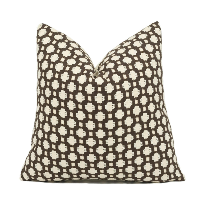 Schumacher - Betwixt - Bear / Ivory - Textural Woven Geometric Cushion Cover - Handmade Throw Pillow - Designer Home Décor.