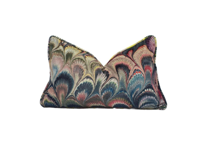 Beata Heuman - Marbleized Velvet - Marvellous Sumptuous Unique Marbled Designer Cushion Cover - Handmade Home Décor - Luxury Throw Pillow.