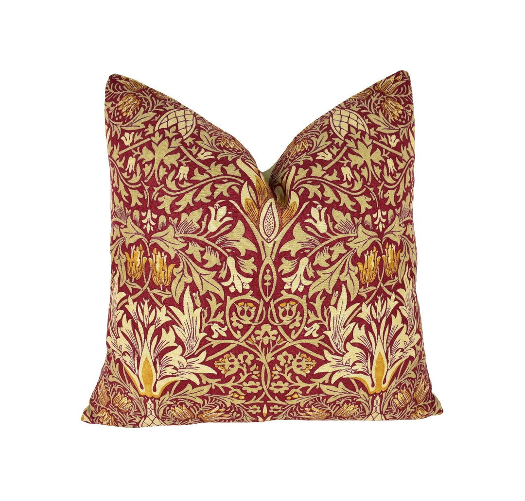 William Morris - Snakeshead - Claret / Gold - Cushion Cover Throw Pillow Designer Home Decor.