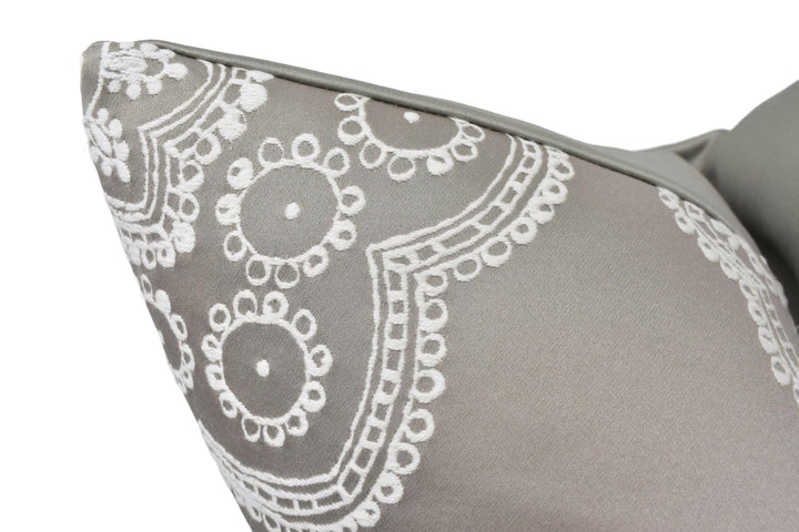 Harlequin - Odetta - Smoked Mauve - Stunning Bold Metallic Lace Emblem Designer Cushion Cover - Luxury Throw Pillow - Handmade Home Decor.