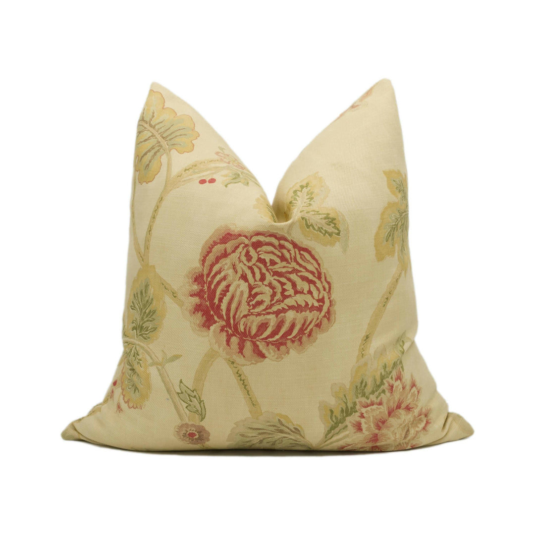 Colefax and Fowler - Berwick - Red / Green - Vintage Inspired Trailing Floral Cushion Cover - Handmade Throw Pillow - Designer Home Décor.