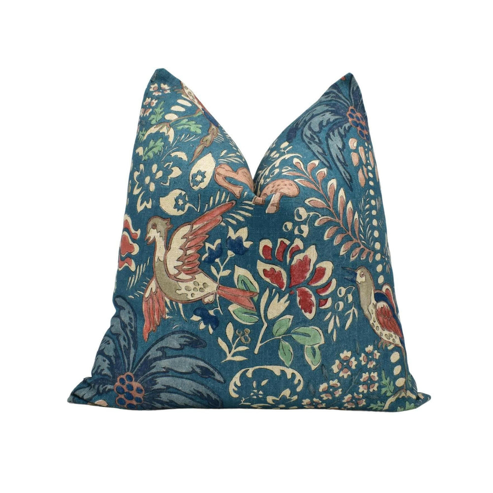 Mulberry Home - Fantasia - Teal - Enchantingly Rich Nostalgic Forest Creatures Designer Cushion Cover - Luxury Throw Pillow Handmade Home.