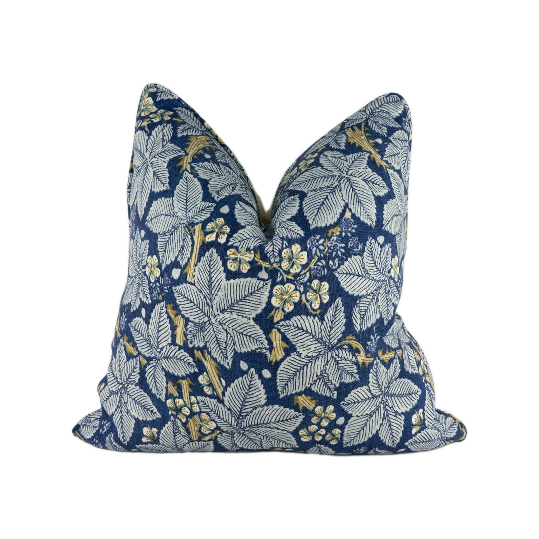 William Morris - Bramble - Indigo / Mineral - Stunning Self Piped Designer Cushion Cover Home Décor Throw Pillow.