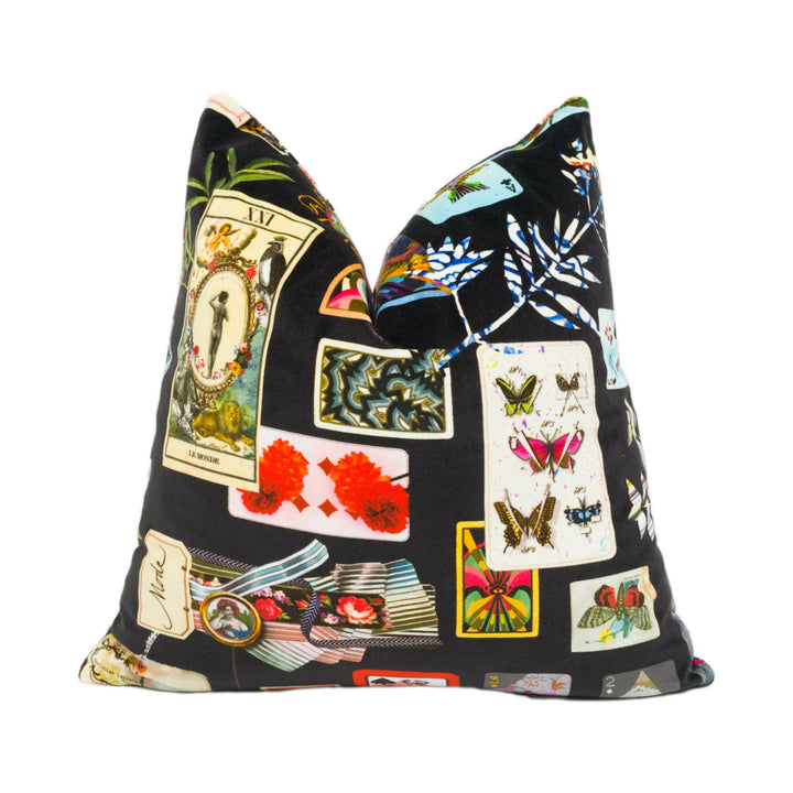 Designers Guild x Christian Lacroix - Maison De Jeu - Reglisse - House of Cards Velvet Cushion Cover - Tarot Throw Pillow - Quirky Designer.