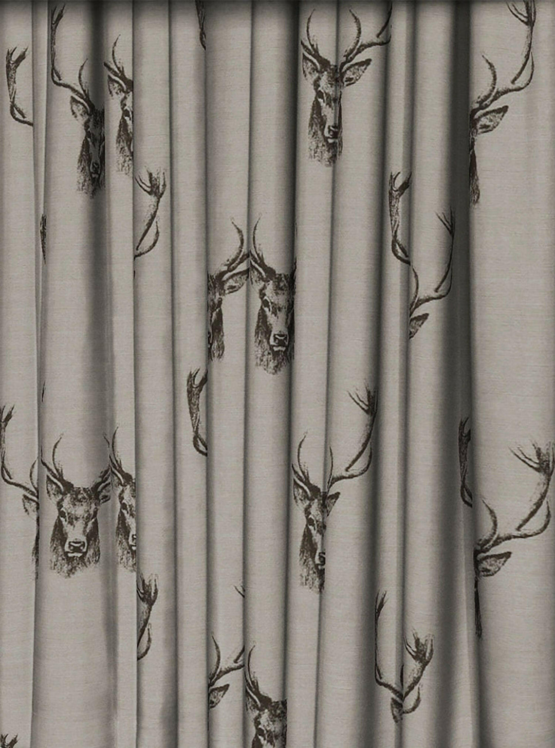 Fryetts - Stags - Charcoal - Made to Measure Curtains + buy by the metre.