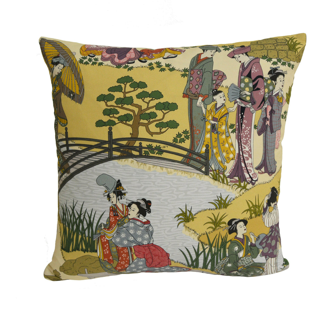Manuel Canovas - Geishas - Epice - Intricate Japanese Garden Designer Cushion Cover - Handmade Throw Pillow - Designer Home Decor.