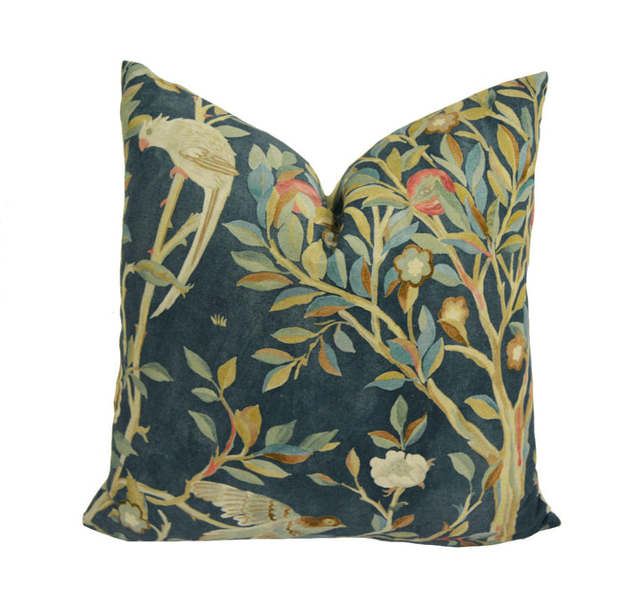 William Morris - Melsetter - Indigo - Beautiful Fresco Floral Designer Cushion Cover - Luxury Throw Pillow - Handmade Home Decor.
