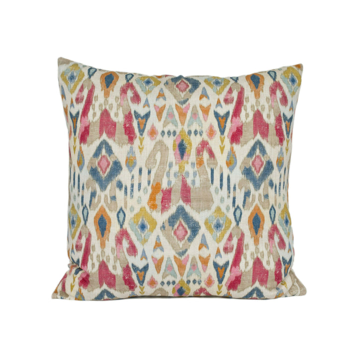 Jane Churchill - Jaru - Red / Multi - Exuberant Antique Ikat Designer Cushion Cover -Handmade Throw Pillow - Luxury Home Décor.