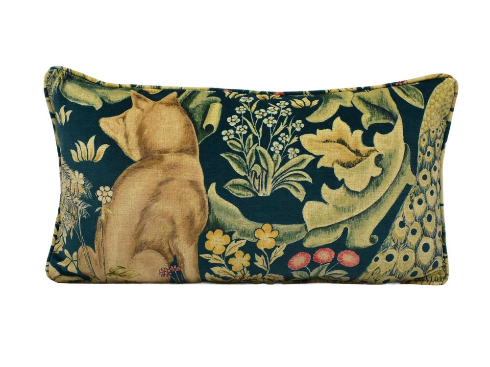William Morris - Forest Velvet - Azure - Dramatic Woodland Creatures Tapestry Lush Velvet Designer Cushion Cover Handmade Throw Pillow Home.