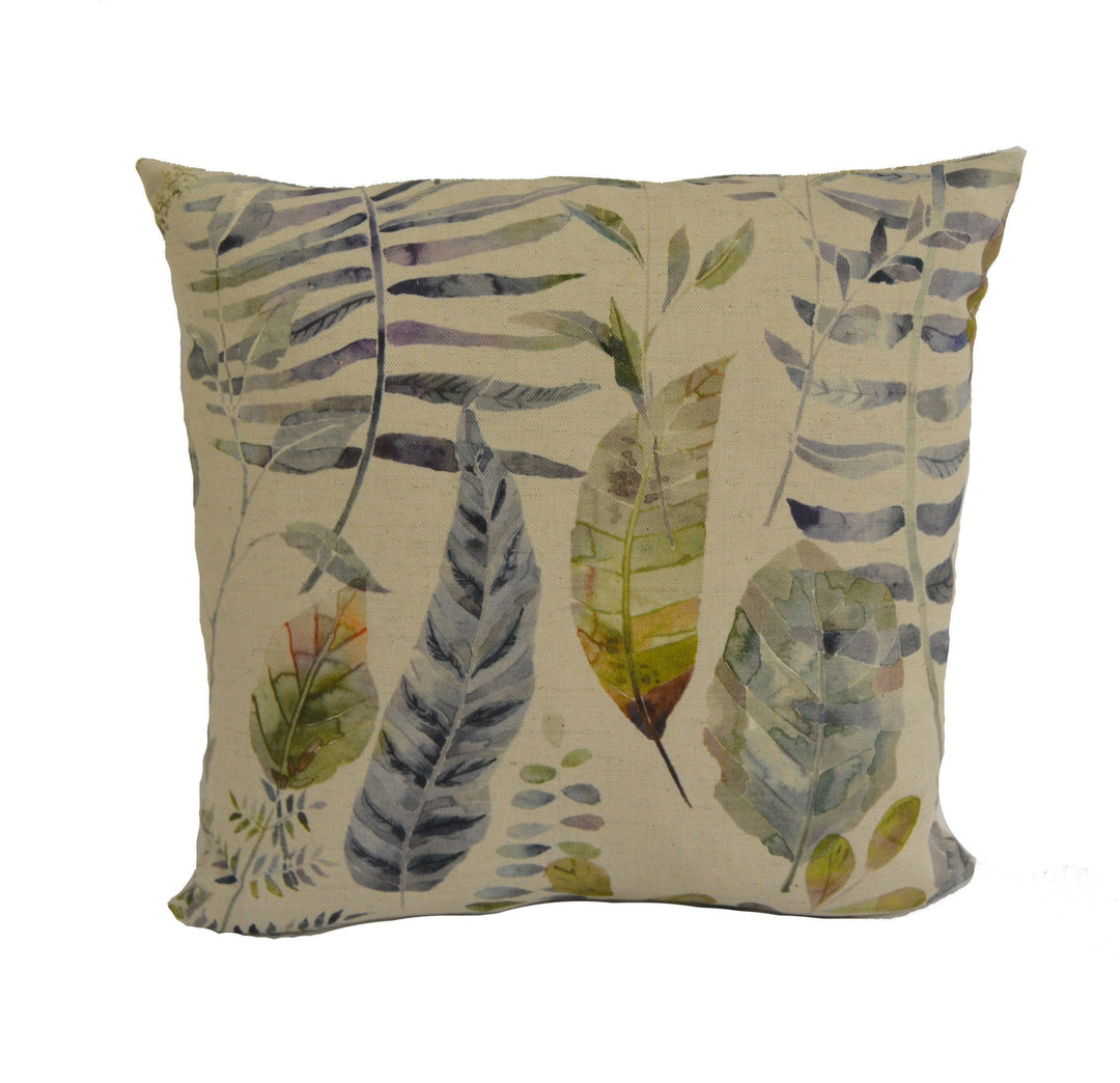Voyage - Kenton - Skylark - Intricate Hand-Painted Watercolour Leaves Designer Cushion Cover - Luxury Throw Pillow - Handmade Home Decor.