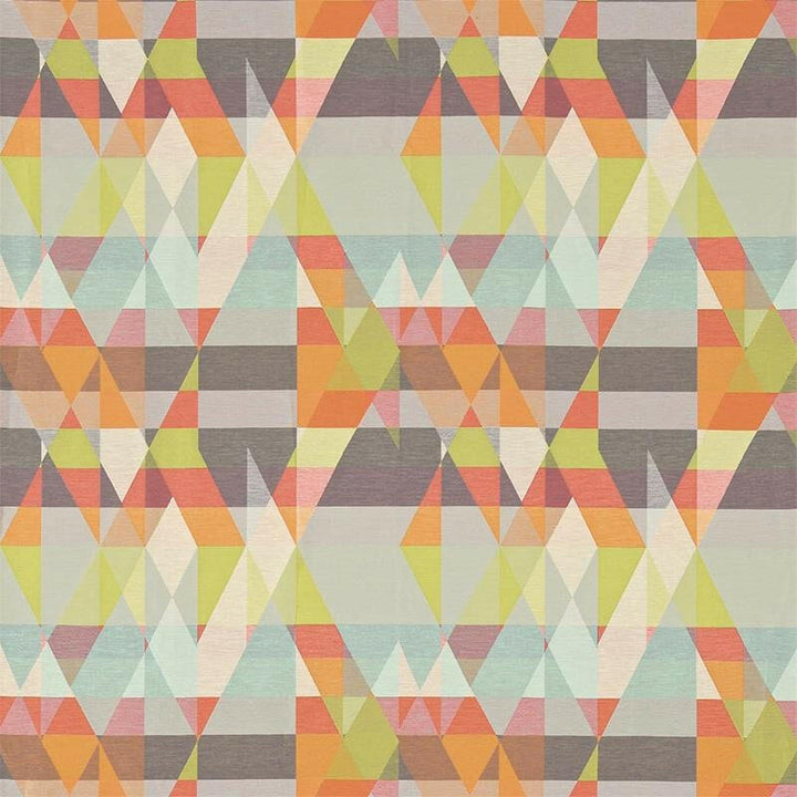 Scion - Axis - Tangerine / Citrus - Geometric Kaleidoscope Cushion Cover - Self-Piped Handmade Throw Pillow - Designer Home Decor.