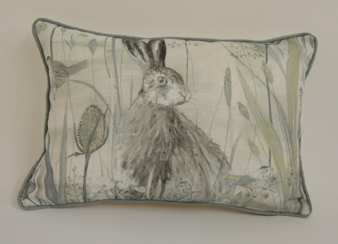 Sanderson - Dune Hares - Mist / Pebble - Delightful British Winter Seascape Designer Cushion Cover - Luxury Throw Pillow - Handmade Home Dec.