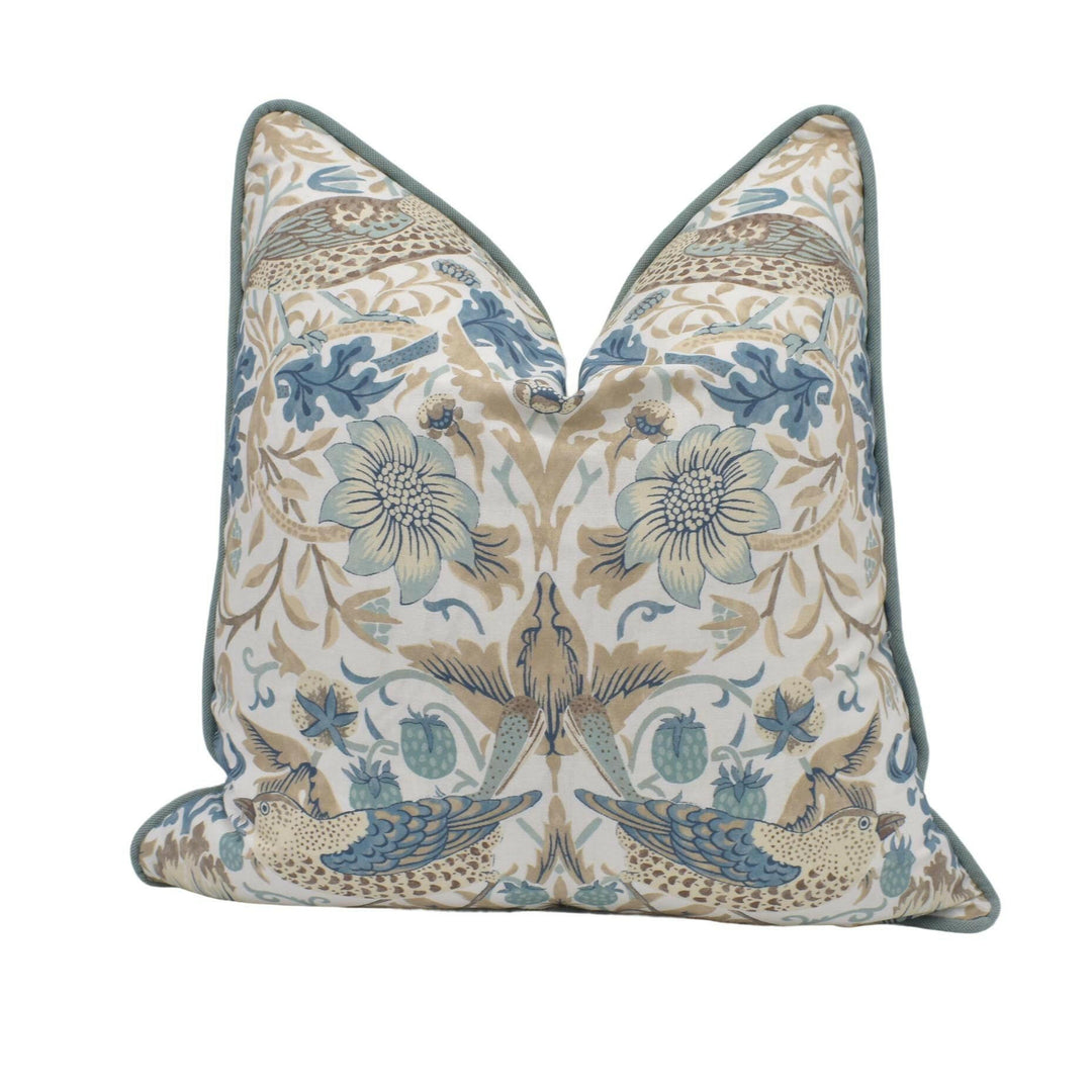 William Morris - Strawberry Thief - Slate / Vellum - Stunning Iconic Classic Designer Cushion Cover - Handmade Home Decor - Luxury Throw.
