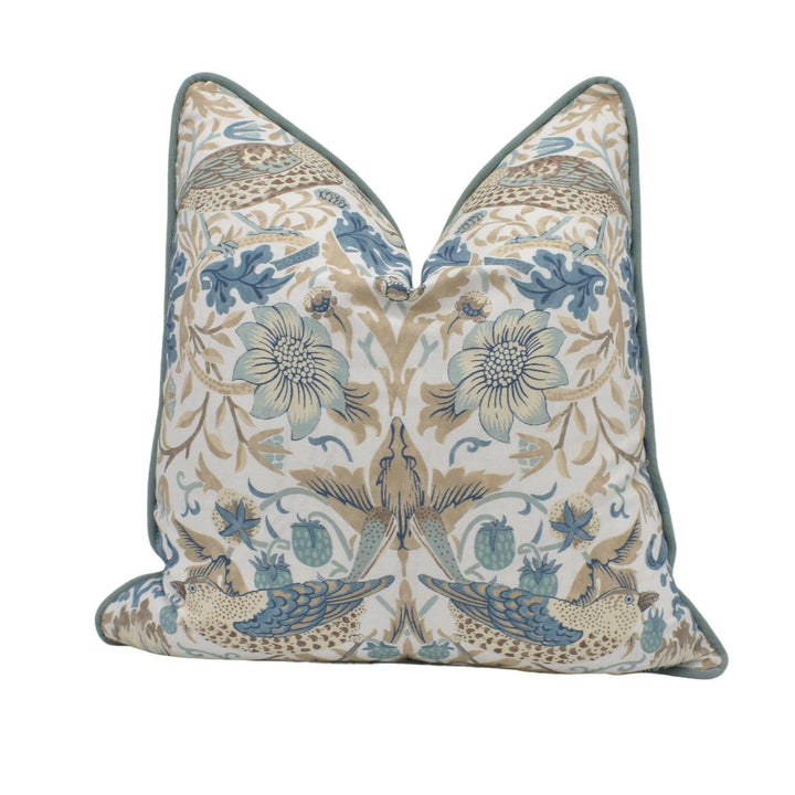 William Morris - Strawberry Thief - Slate / Vellum - Stunning Iconic Classic Designer Cushion Cover - Handmade Home Decor - Luxury Throw.