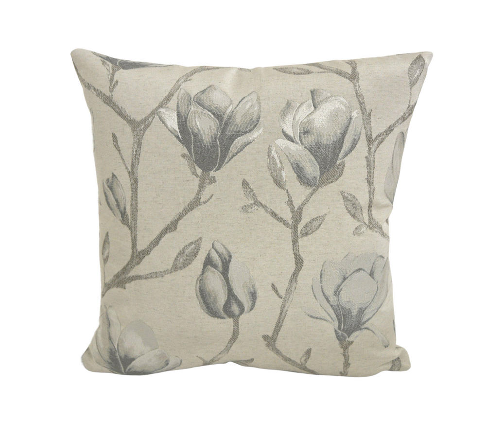 Voyage - Chatsworth - Dove - Magnificent Jacquard Magnolia Cushion Cover - Handmade Throw Pillow Designer Home Decor.