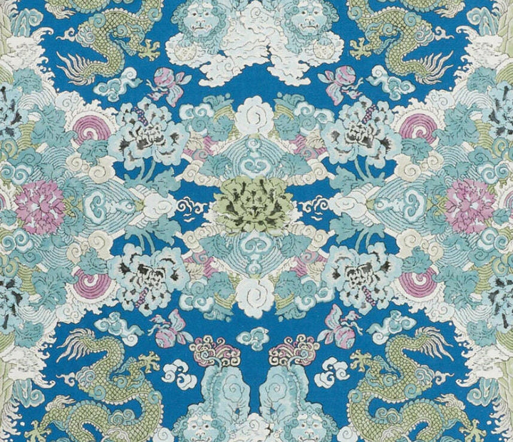Schumacher - Magic Mountain Dragon - Blue - Fantastical Exotic Statement Cushion Cover - Handmade Throw Pillow - Luxury Home Decor.