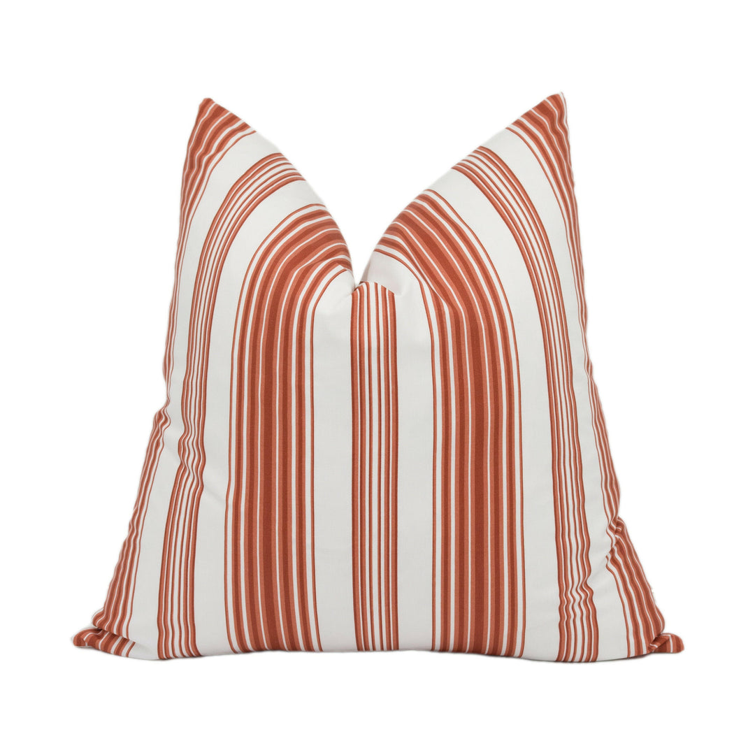 Soane Britain - Trianon Stripe - Sorolla Red - Classic Atmospheric French Stripe Designer Cushion Cover - Luxury Throw Pillow - Handmade.