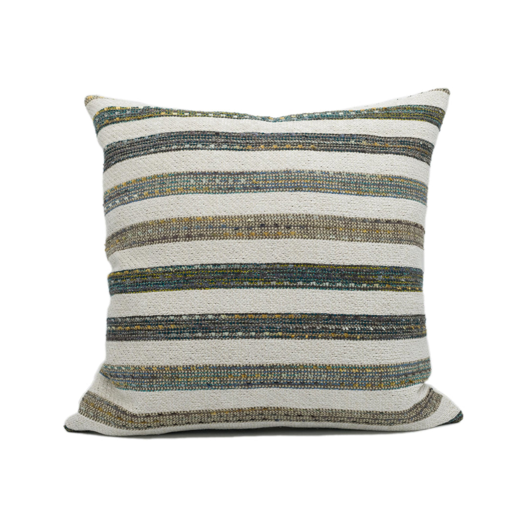 Clarke & Clarke - Elias - Kingfisher - Rustic Woven Chenille Boucle Striped Cushion Cover - Handmade Throw Pillow - Designer Home Décor