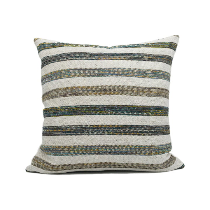 Clarke & Clarke - Elias - Kingfisher - Rustic Woven Chenille Boucle Striped Cushion Cover - Handmade Throw Pillow - Designer Home Décor