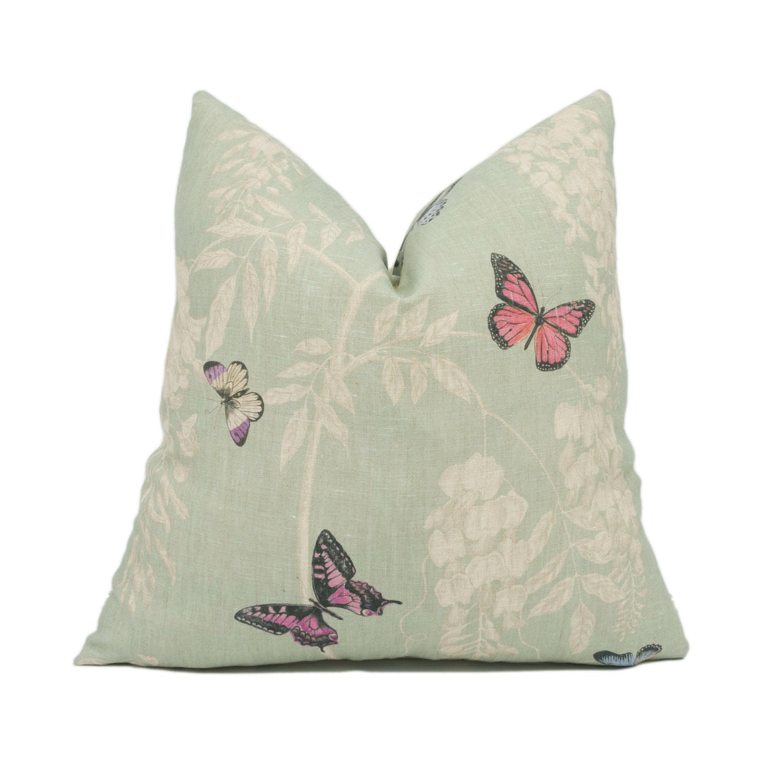 Sanderson - Wisteria & Butterfly - Seaspray / Multi - Pretty Floral Vine Cushion Cover - Handmade Throw Pillow - Designer Home Décor.