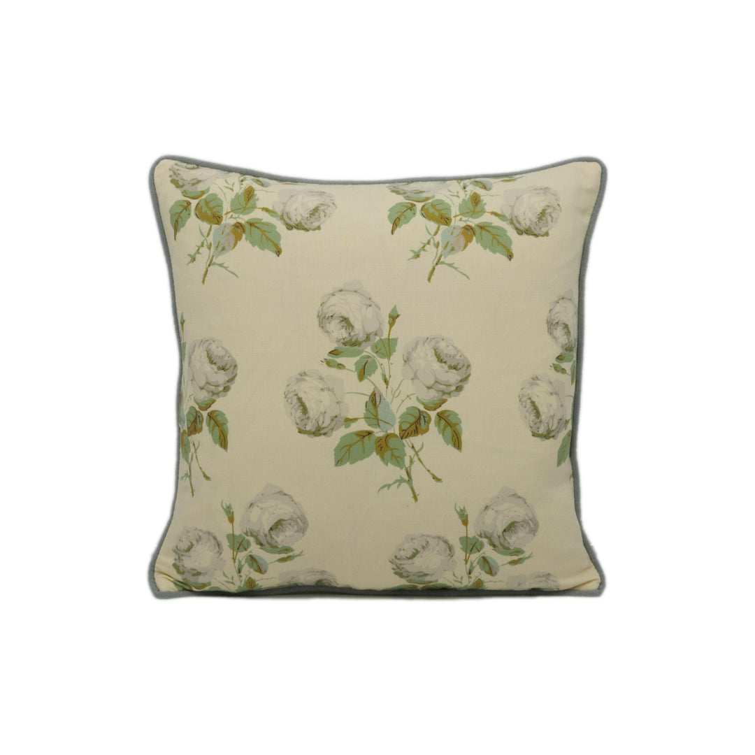 Colefax and Fowler - Bowood - Grey / Green Linen Union - Classic Floral Designer Cushion Cover - Handmade Throw Pillow Luxury Home Décor.
