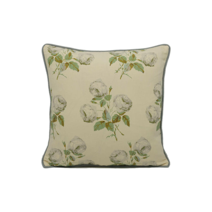 Colefax and Fowler - Bowood - Grey / Green Linen Union - Classic Floral Designer Cushion Cover - Handmade Throw Pillow Luxury Home Décor.