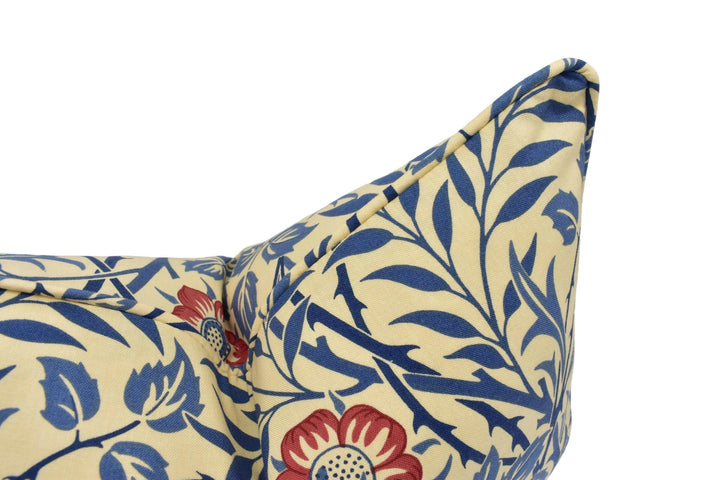 William Morris - Sweet Briar - Indigo / Red - Bittersweet Rose & Thorns Classic Morris Designer Cushion Cover - Luxury Throw Pillow Handmade.