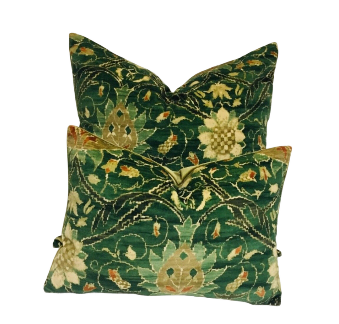 William Morris - Montreal Velvet - Forest / Teal -  Cushion Cover Throw Pillow Designer Home Decor.