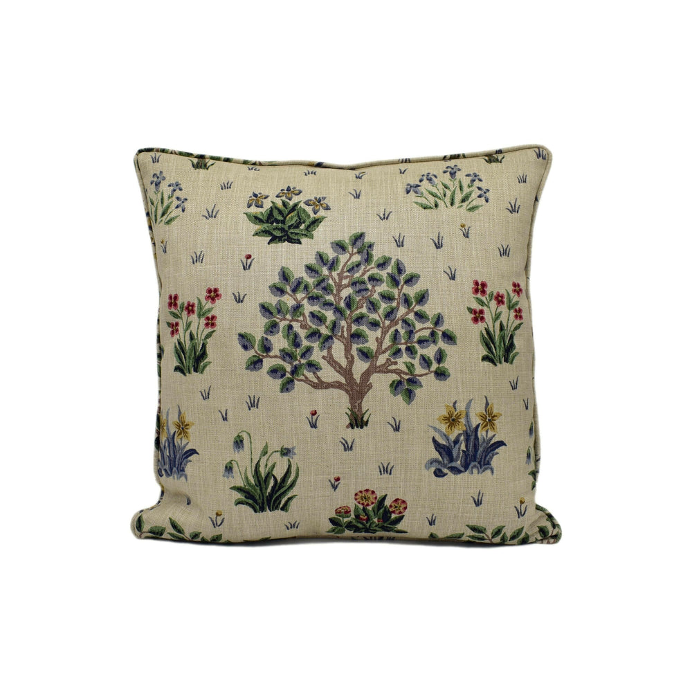 William Morris - Orchard - Forest / Indigo - Delicate Medieval Tree Tapestry Designer Cushion Cover - Luxury Throw Pillow - Handmade Home.