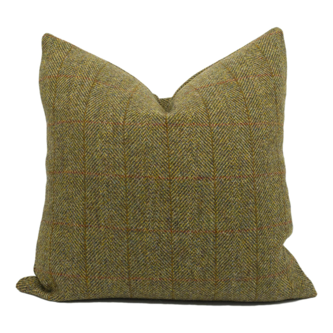 Harris Tweed - Muir / Iain - Olive / Green / Mustard  - Classic Cosy Woollen Cushion Cover - Handmade Throw Pillow - Designer Home Décor.