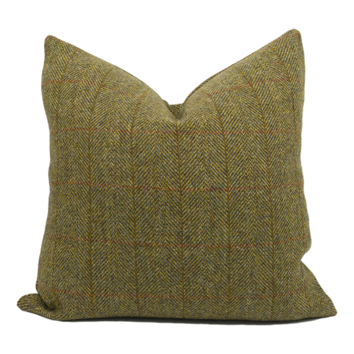 Harris Tweed - Muir / Iain - Olive / Green / Mustard  - Classic Cosy Woollen Cushion Cover - Handmade Throw Pillow - Designer Home Décor.