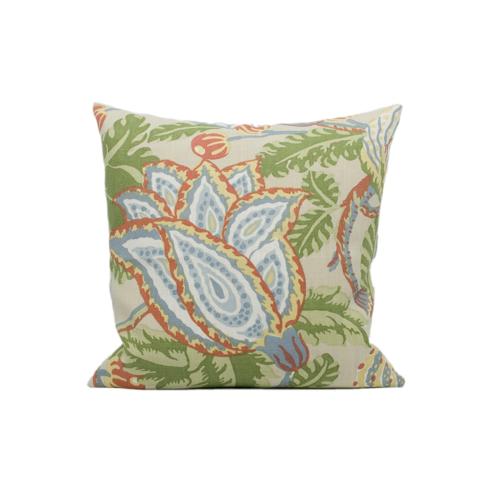 Thibaut - Mitford - Beige - Vintage 1920's Block Print Floral Designer Cushion Cover - Luxury Throw Pillow - Handmade Home Decor.
