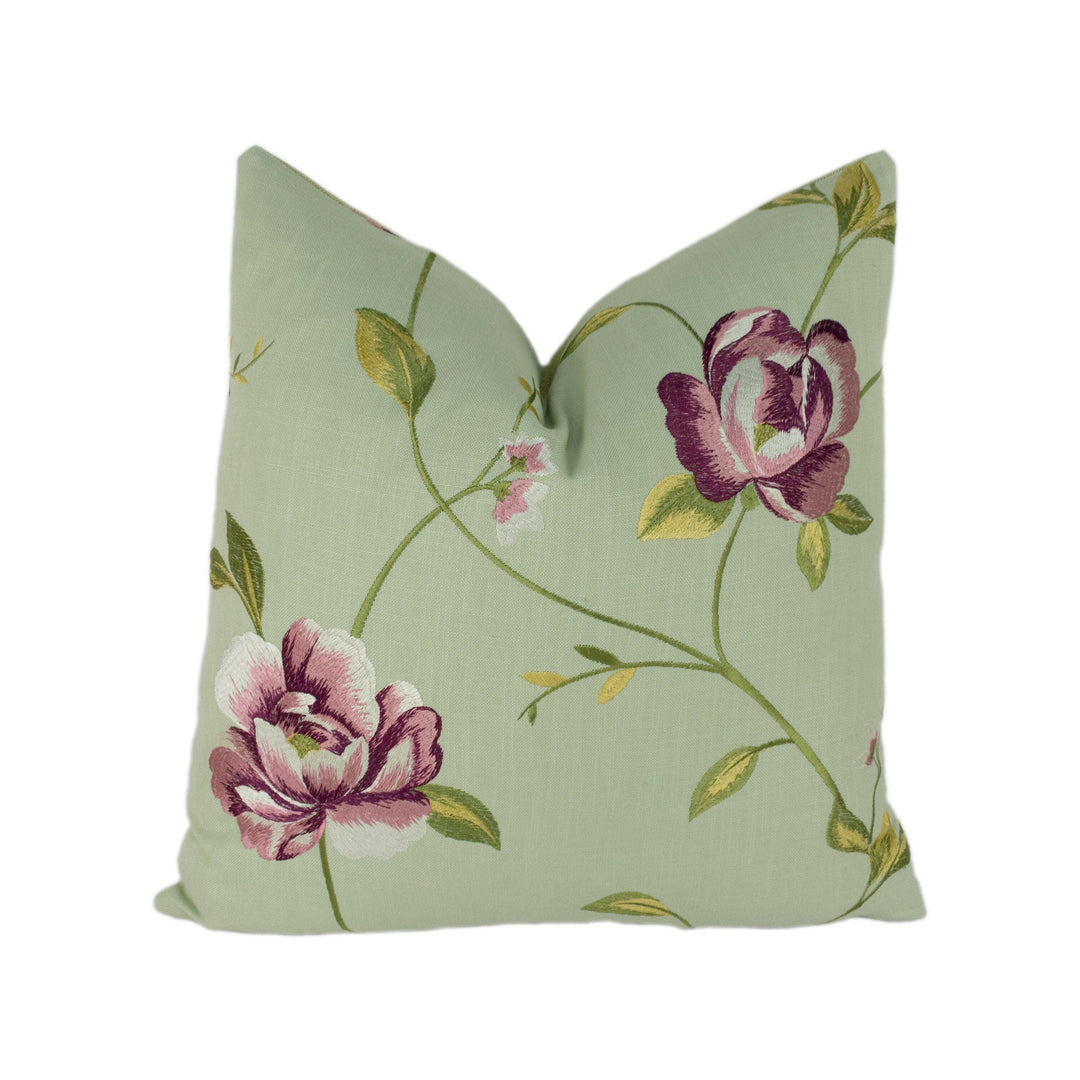 Clarke & Clarke - Alderley - Heather - Stunning Embroidered Floral Cushion Cover Throw Pillow Designer Home Decor.