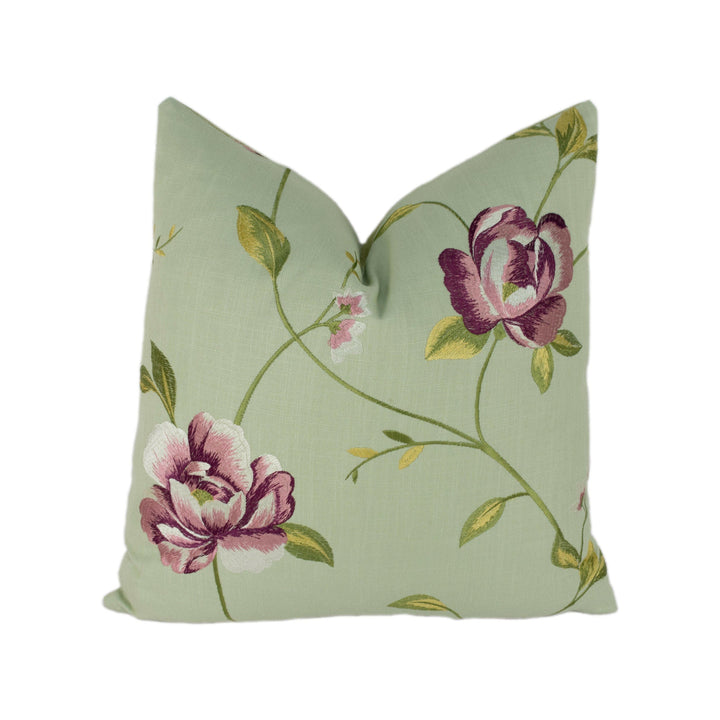 Clarke & Clarke - Alderley - Heather - Stunning Embroidered Floral Cushion Cover Throw Pillow Designer Home Decor.