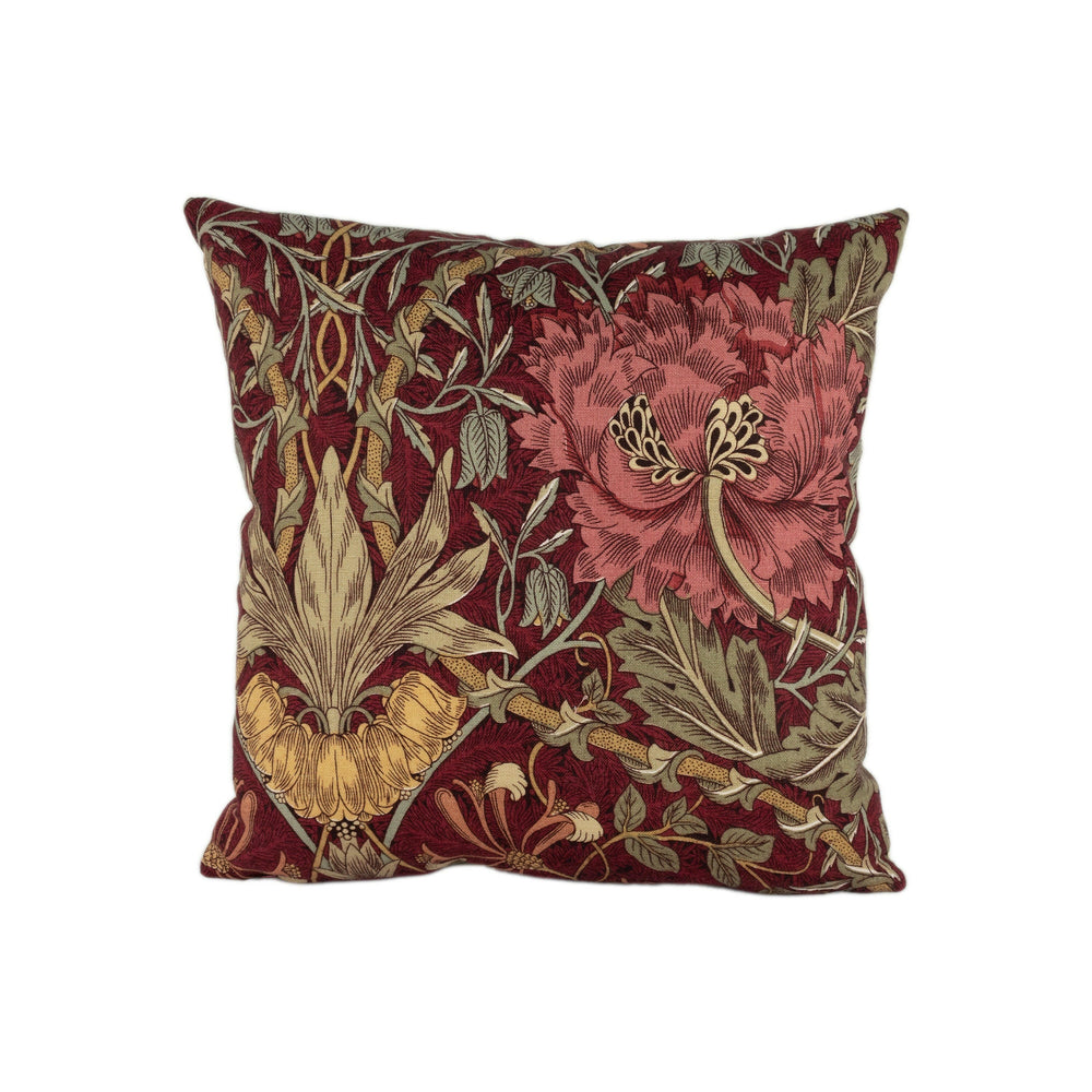 William Morris - Honeysuckle & Tulip - Wine / Bayleaf - Stunning Classic English Designer Cushion Cover Home Décor Throw Pillow.