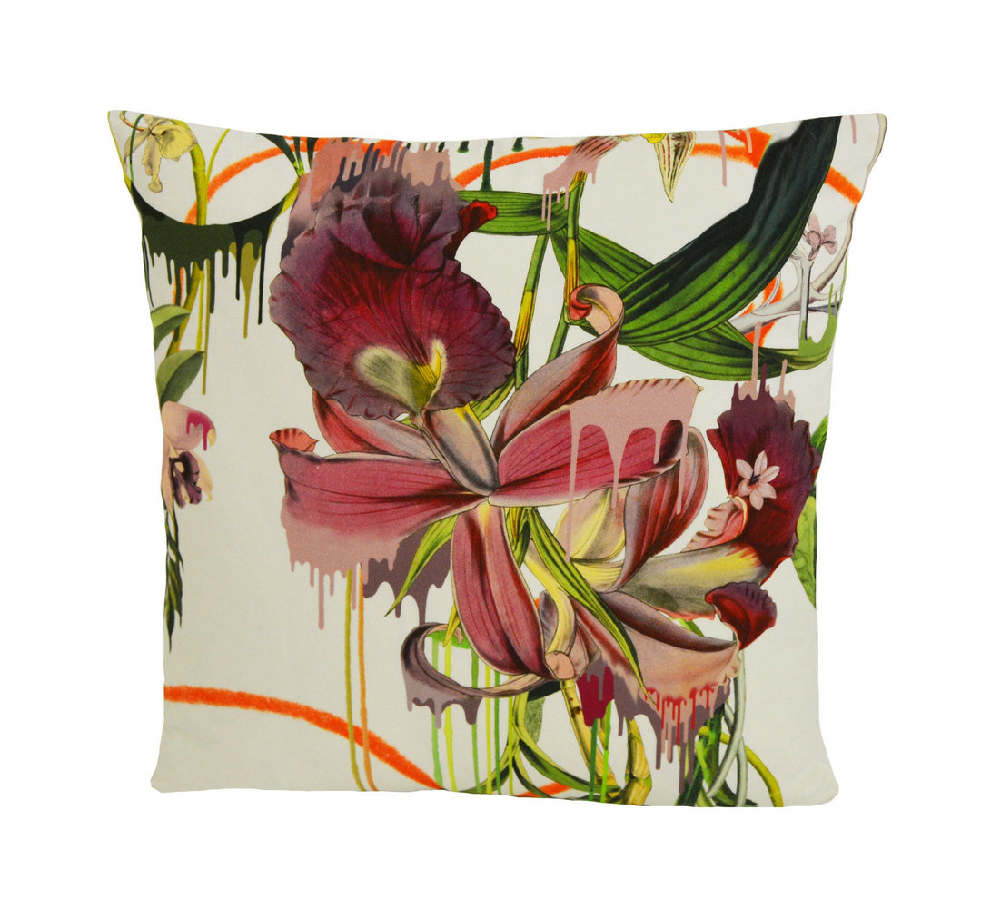 Designers Guild x Christian Lacroix - Orchids Fantasia - Perce Neige - Trippy Floral Designer Cushion Cover - Handmade Maximalist Pillow.