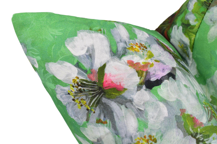 Designers Guild - Fleur D'assam - Emerald - Painterly Tree Blossom Cushion Cover - Green Floral Pillow Cover - Custom Spring Throw Pillow.